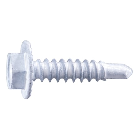 Midwest Fastener Self-Drilling Screw, #8 x 3/4 in, White Ruspert Steel Flange Hex Head External Hex Drive, 100 PK 54478